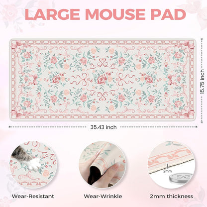 Aesthetic Desk Mat for Desktop,Cute Desk Pad for Women,Pink