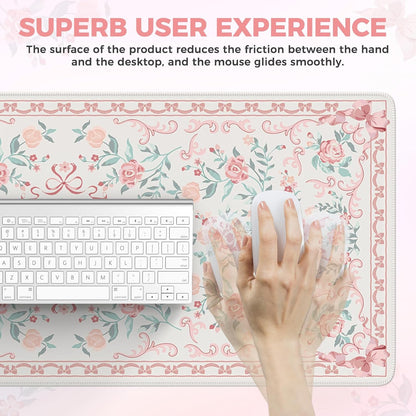 Aesthetic Desk Mat for Desktop,Cute Desk Pad for Women,Pink