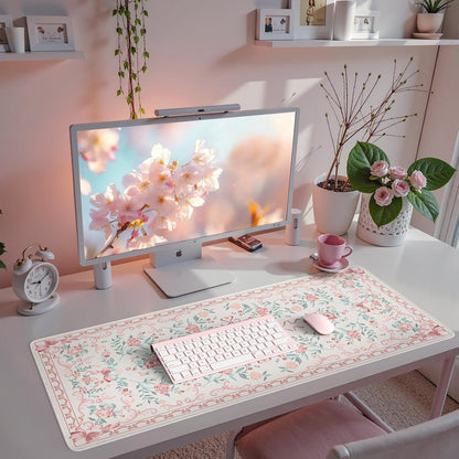 Aesthetic Desk Mat for Desktop,Cute Desk Pad for Women,Pink