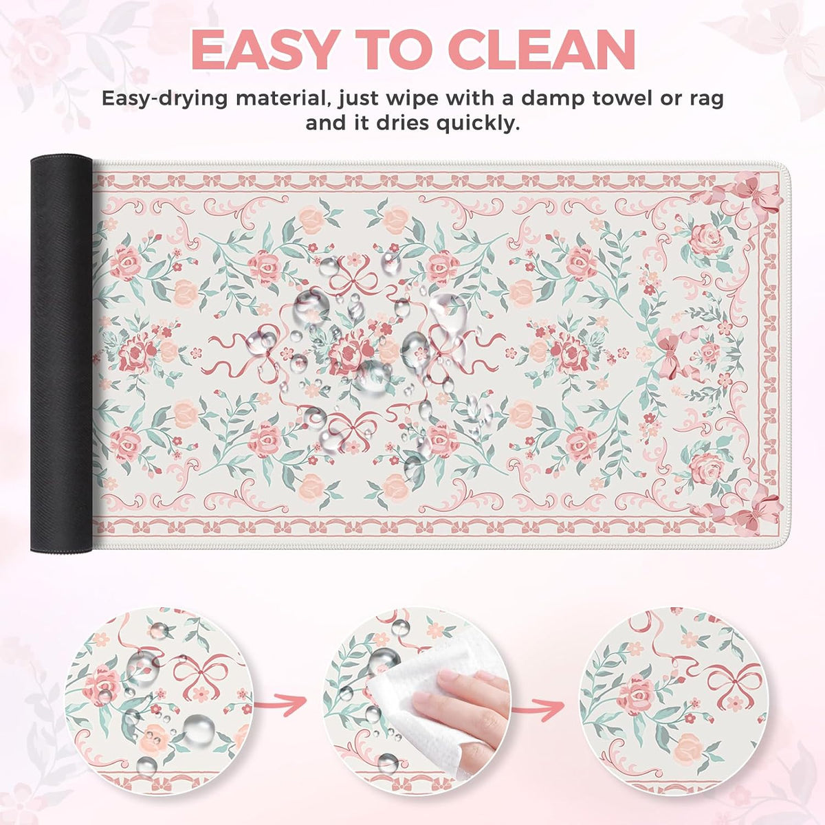Aesthetic Desk Mat for Desktop,Cute Desk Pad for Women,Pink