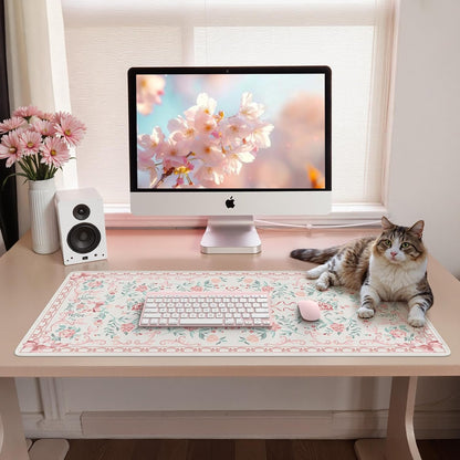 Aesthetic Desk Mat for Desktop,Cute Desk Pad for Women,Pink