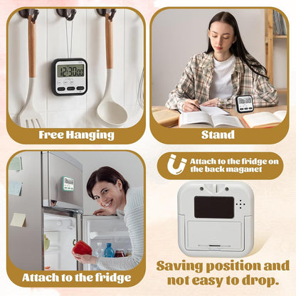 6 Pcs Digital Kitchen Timer 24 Hour Alarm, Classic Color