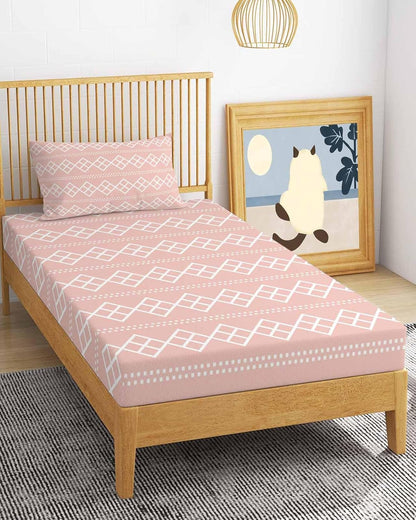 Peach Pink Checkered Twin Size Sheets Set Abstract White Geometric Argyle Stripe Super Soft Breathable Microfiber Twin Bed Sheets Set Deep Pocket 4 Pieces 1 Flat Sheet, 1 Fitted Sheet, 1 Pillowcases