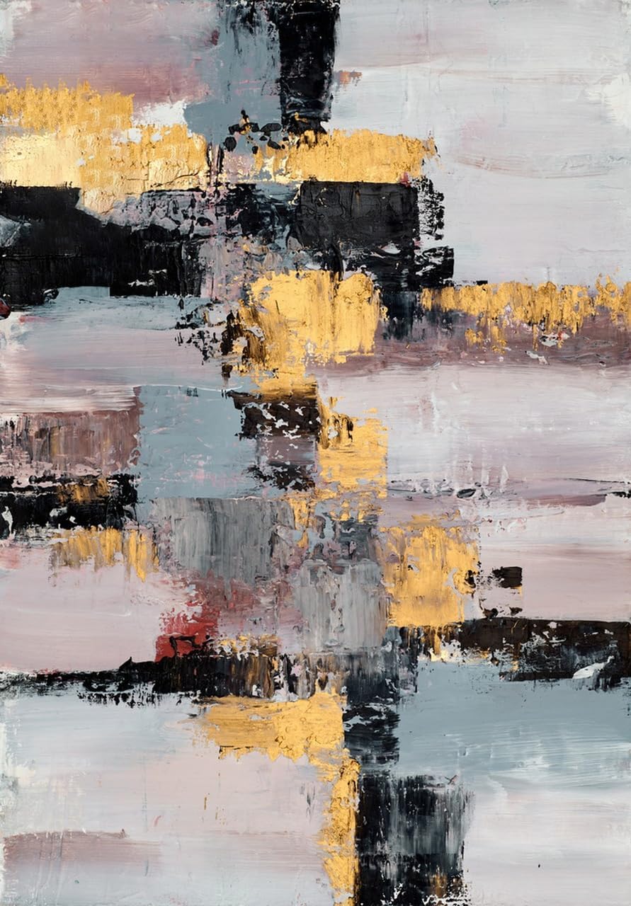 Contemporary Aesthetic Abstract Art Rug 4x6 Pink Gray Gold Artistic Texture Washable Area Rug for Living Room Bedroom Farmhouse Big Carpet Stain Resistant Non Slip Under Dining Table Floorcovers Mat