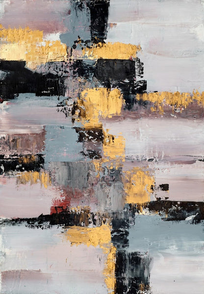 Contemporary Aesthetic Abstract Art Rug 4x6 Pink Gray Gold Artistic Texture Washable Area Rug for Living Room Bedroom Farmhouse Big Carpet Stain Resistant Non Slip Under Dining Table Floorcovers Mat