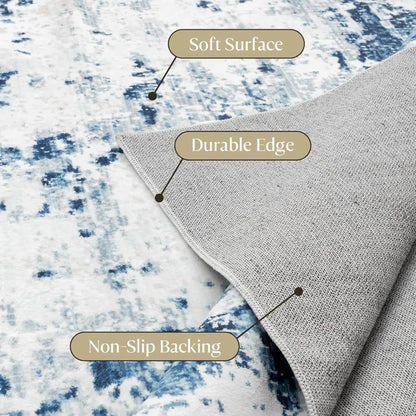 Contemporary Aesthetic Abstract Art Rug 4x6 Pink Gray Gold Artistic Texture Washable Area Rug for Living Room Bedroom Farmhouse Big Carpet Stain Resistant Non Slip Under Dining Table Floorcovers Mat