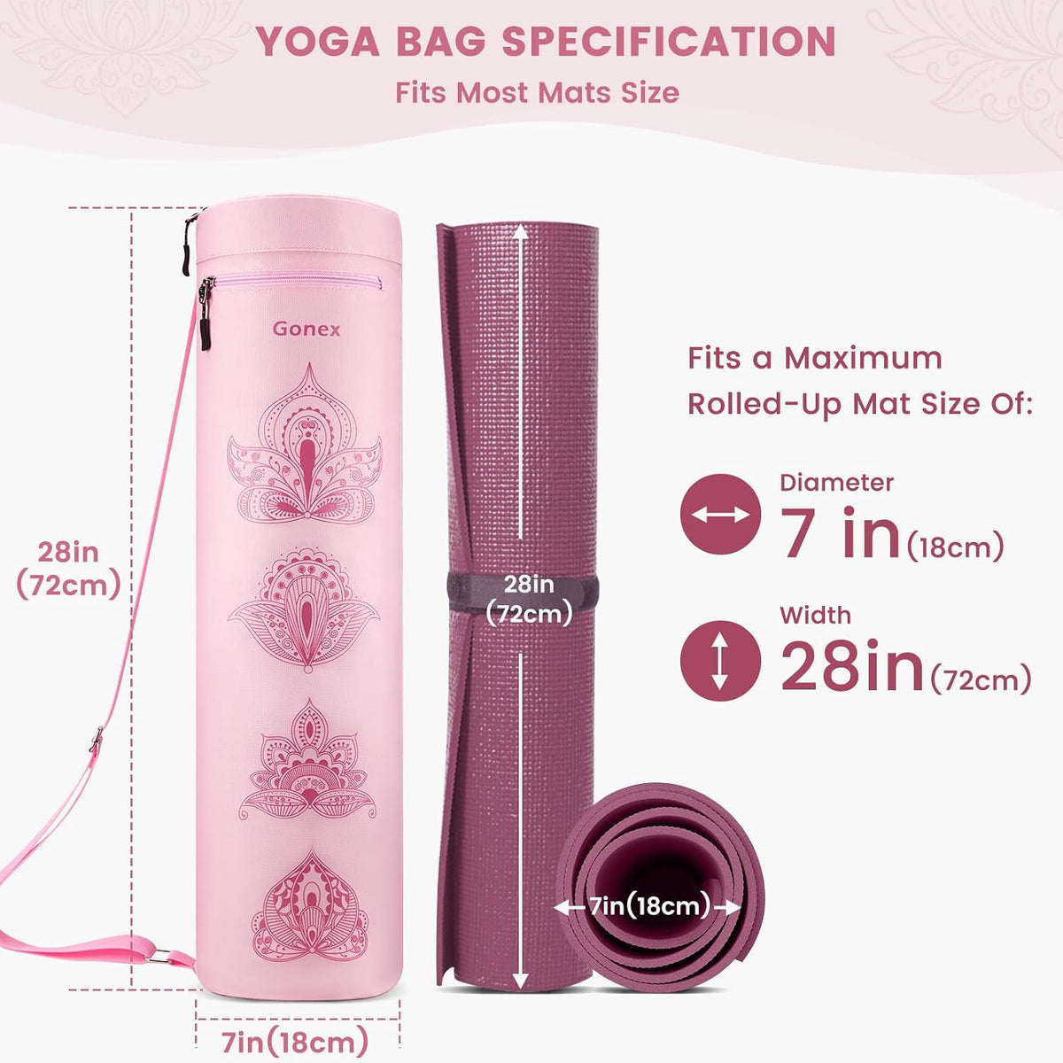 Yoga Mat Bag, Full-Zip Mat Carrier Pilates Mat Carry Bag for Woman