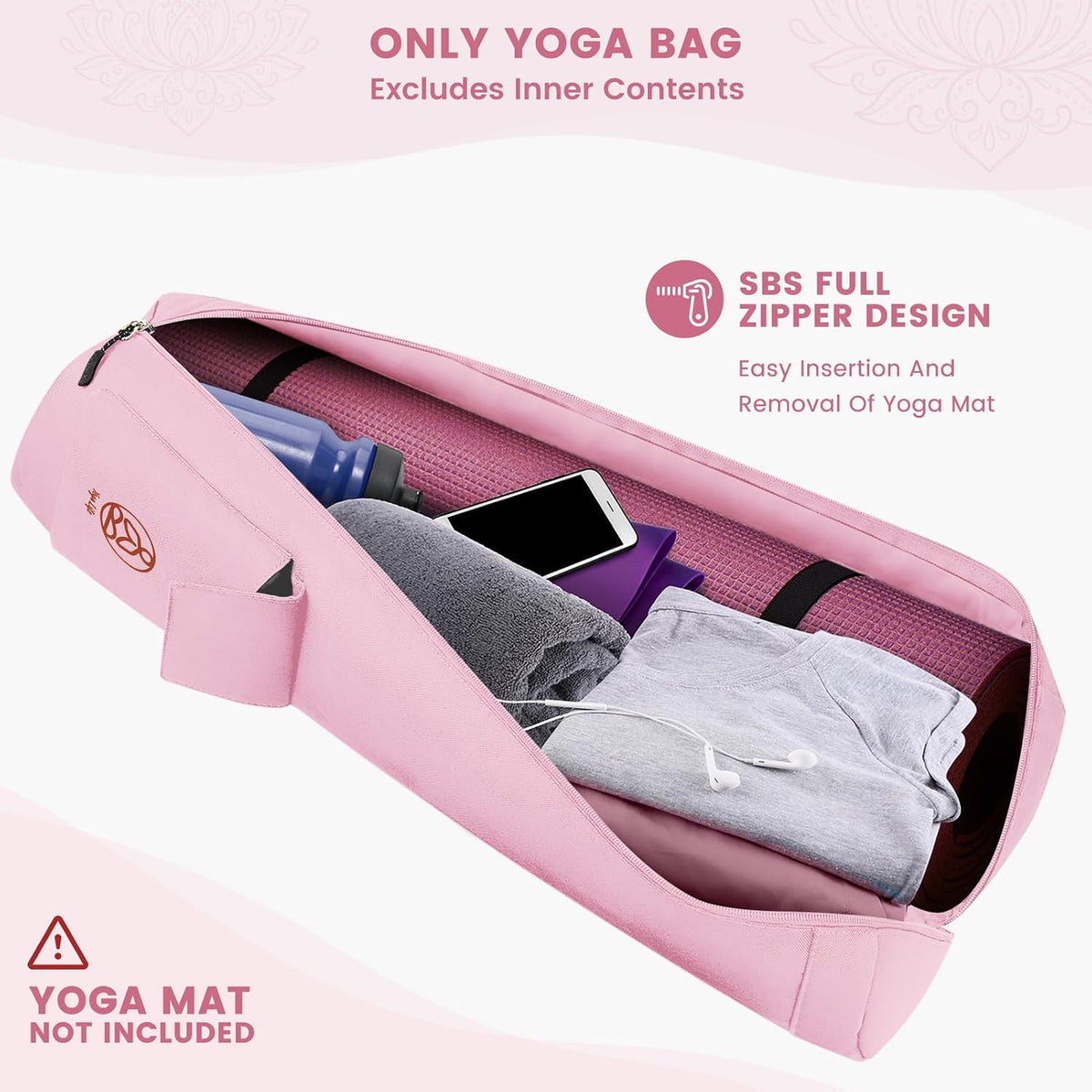 Yoga Mat Bag, Full-Zip Mat Carrier Pilates Mat Carry Bag for Woman