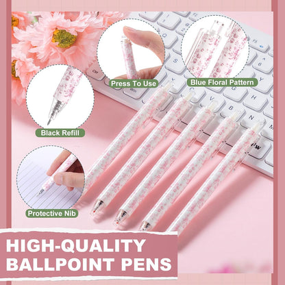 24 Set Pink and White Mini Notebooks Pens with Chinoiserie Floral