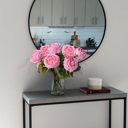 3.5'' Big Bloom Rose Artificial Flowers Pink 4Pcs Real Touch Rose Faux 17.7 Inch Long Stem Austen Roses Peonies Fake Flowers for Home Kitchen Party Christmas Flower Wedding Decor