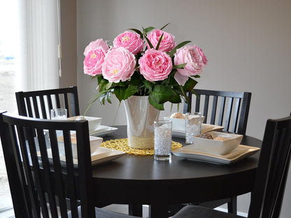 3.5'' Big Bloom Rose Artificial Flowers Pink 4Pcs Real Touch Rose Faux 17.7 Inch Long Stem Austen Roses Peonies Fake Flowers for Home Kitchen Party Christmas Flower Wedding Decor