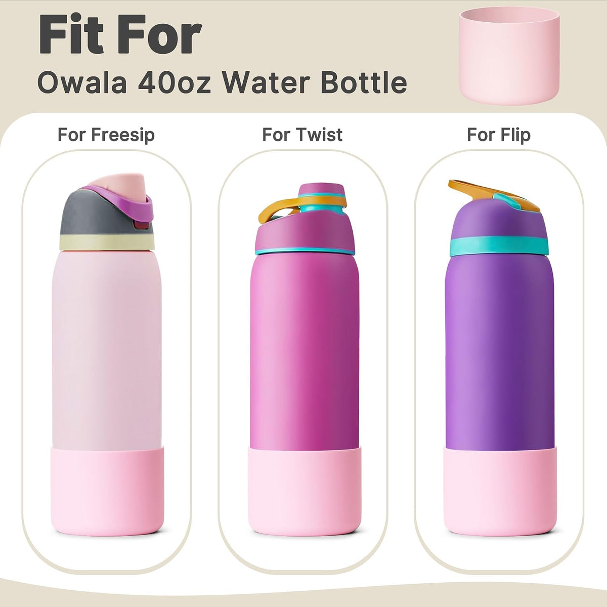 Silicone Boot for Owala 24/32/40 oz Water Bottle, Anti-Slip Protective Sleeve Bottom Cover for Owala Twist/FreeSip/Flip Stainless Steel Water Bottle