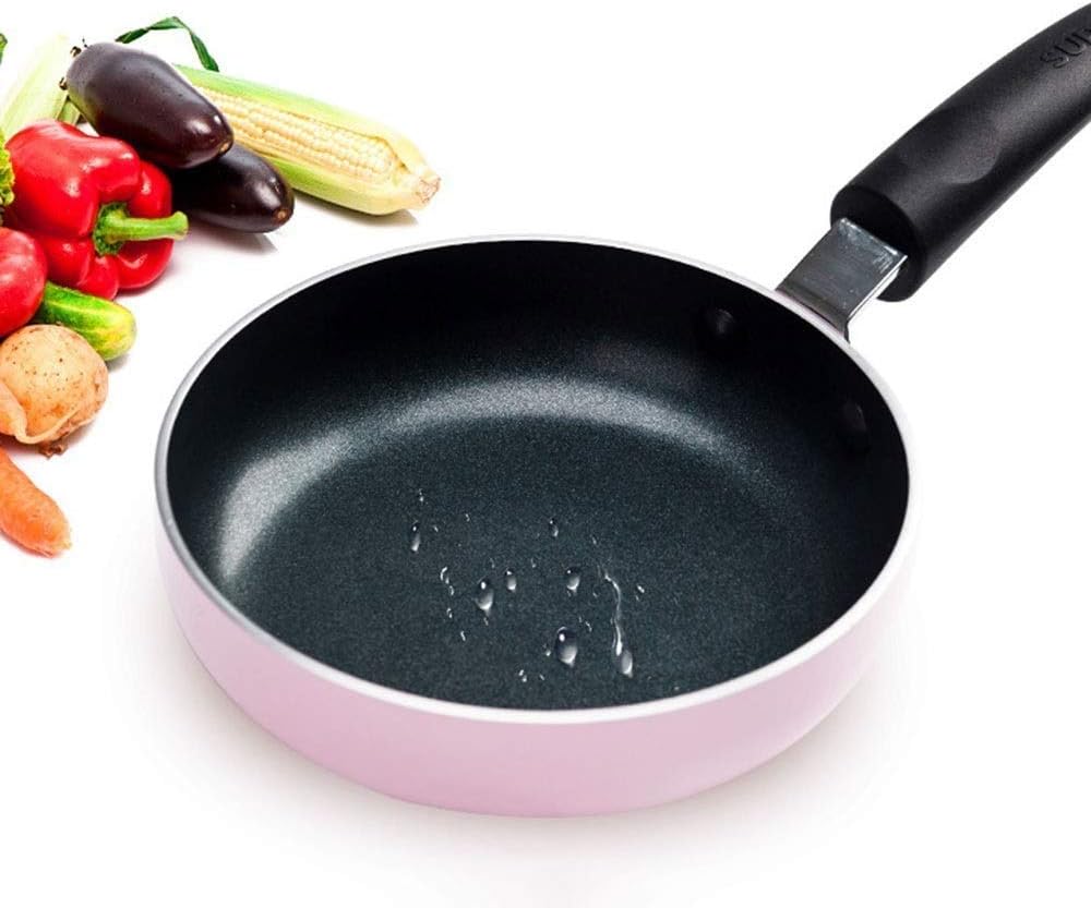 Kitchen Pots and Pans Frying Pan 14Cm Caliber Light Pink Lightweight Omelette Egg Pan Antiwarp Base Specialty Nonstick, Great for Egg Or Omelette Cooking Fryin