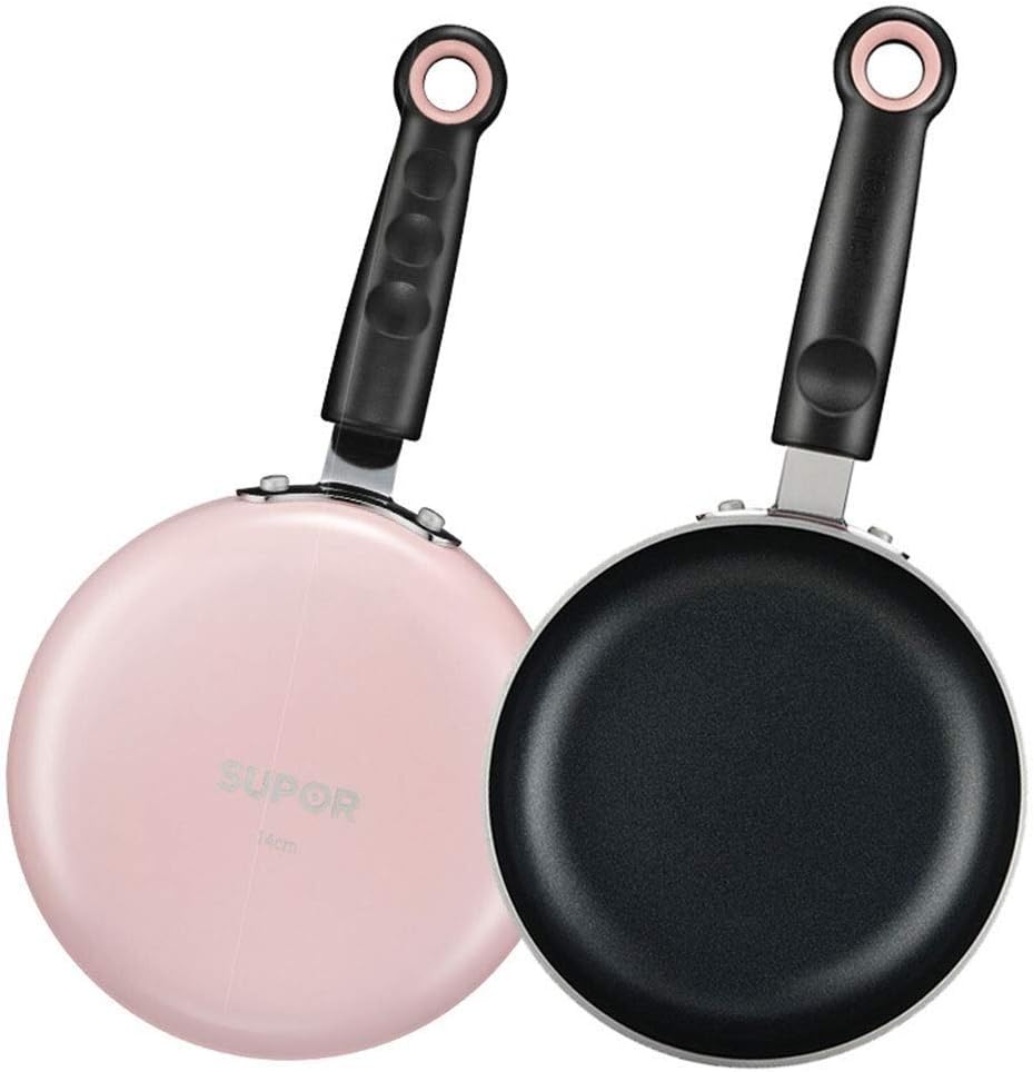 Kitchen Pots and Pans Frying Pan 14Cm Caliber Light Pink Lightweight Omelette Egg Pan Antiwarp Base Specialty Nonstick, Great for Egg Or Omelette Cooking Fryin