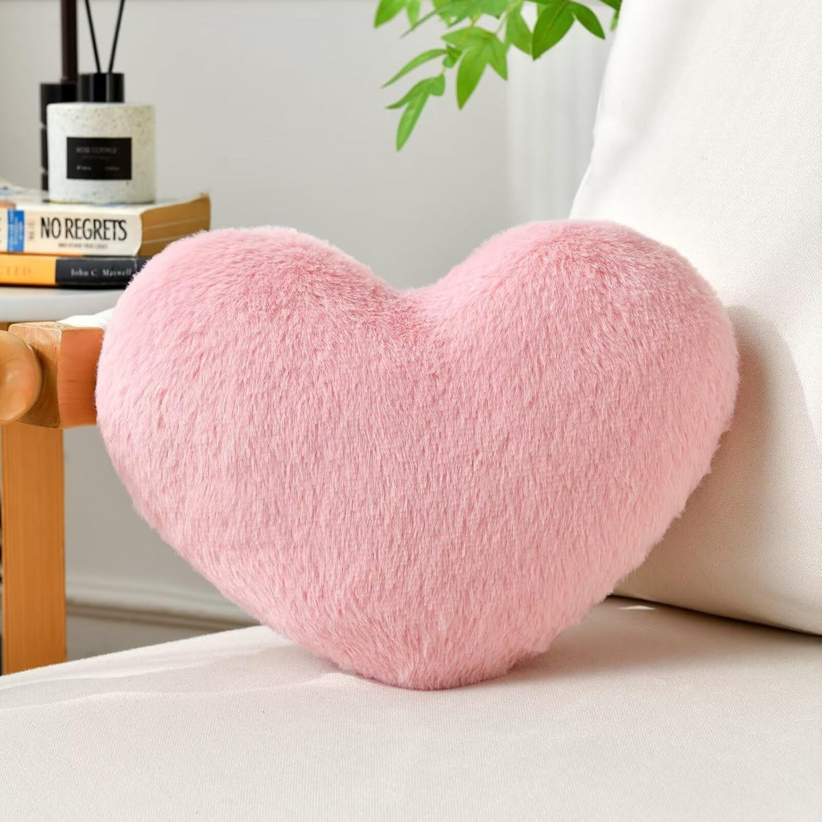 Pink Throw Pillows, Cute Heart Pillow, Decorative Pillows for Bed