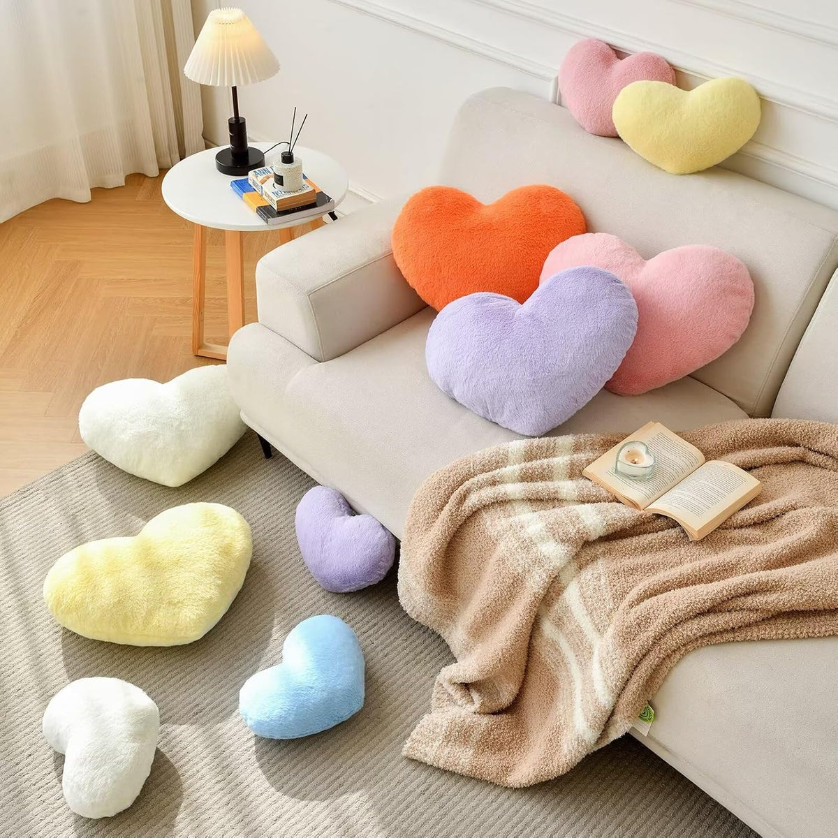 Pink Throw Pillows, Cute Heart Pillow, Decorative Pillows for Bed