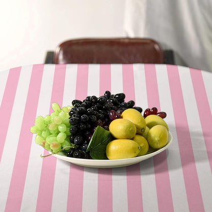 Stripe Tablecloths Vertical Pink White Striped Pattern Design Print Table Cover for Home Party Dining Room Kitchen Decor, 55x75in【Rectangle】