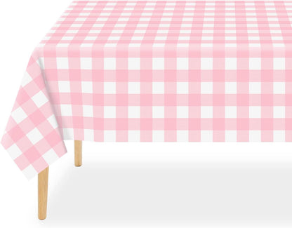 2 Pack Pink Gingham Tablecloth, Pink Checkered Plastic Table Cloth