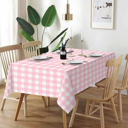 2 Pack Pink Gingham Tablecloth, Pink Checkered Plastic Table Cloth