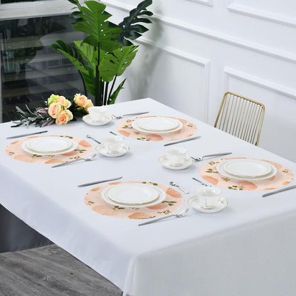 Round Placemats Set Autumn Pattern Peach Color Pumpkins 4 Pcs Fabric Table Mats for Dining Table