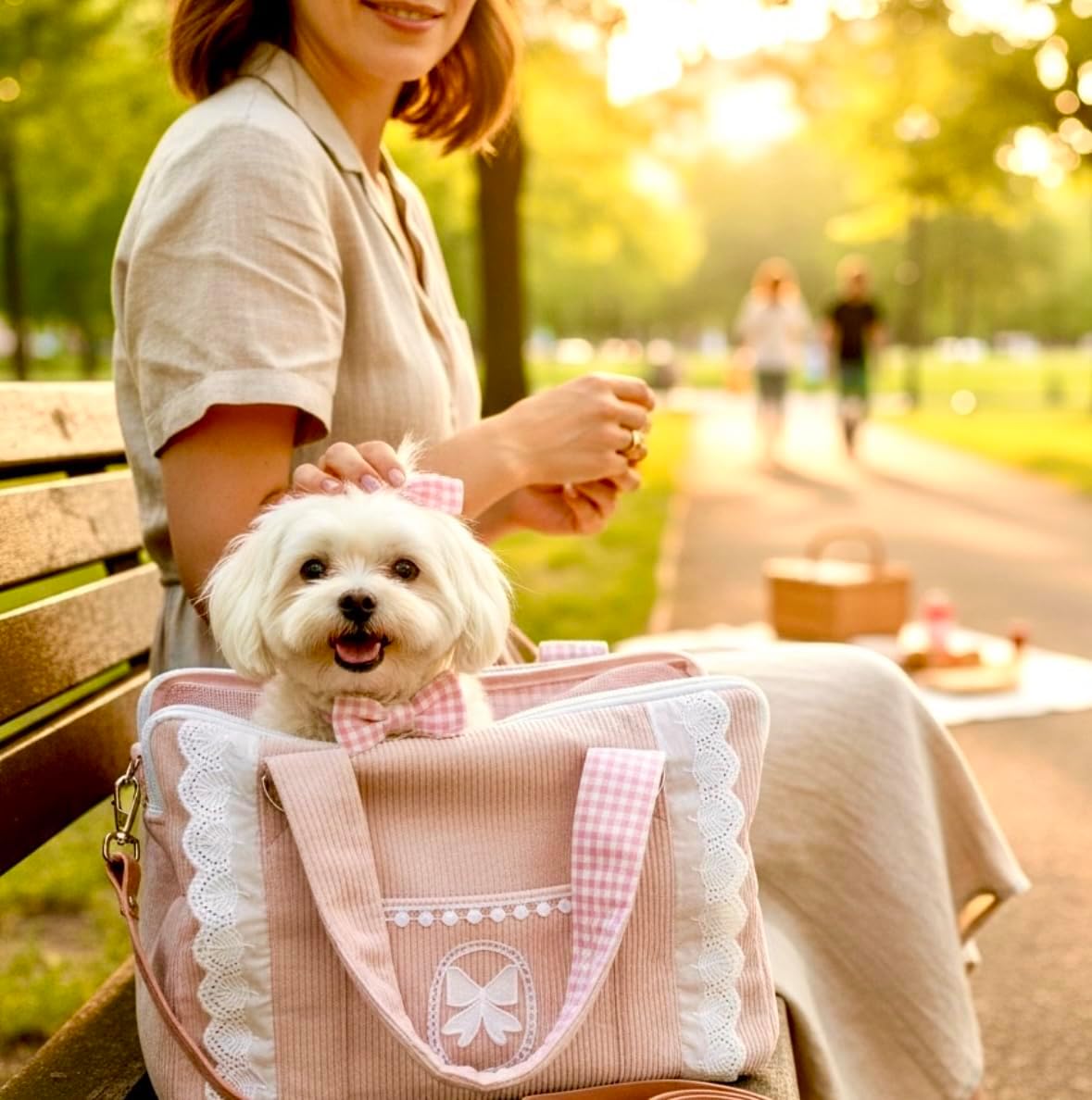 Tristan Home Luxury Pet Carrier Bag with Lace Trim, Soft Fabric Travel Tote for Pets, Salmon Pink, for Small Pets, Kitten, Toy Size Puppy, Rabbit, 14/10.5/7inch (Small)