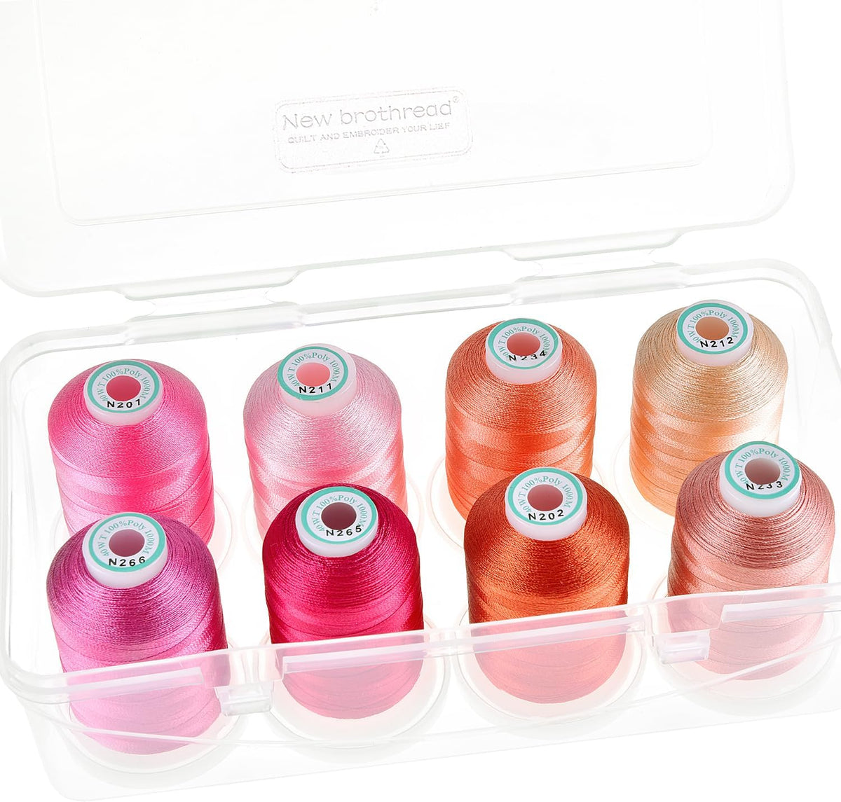 8 Spools Embroidery Machine Thread with Box -Pink/Rose/Flesh