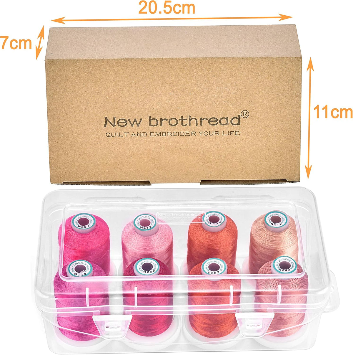 8 Spools Embroidery Machine Thread with Box -Pink/Rose/Flesh