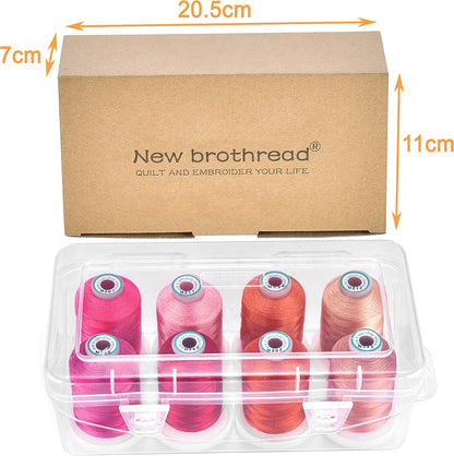 8 Spools Embroidery Machine Thread with Box -Pink/Rose/Flesh