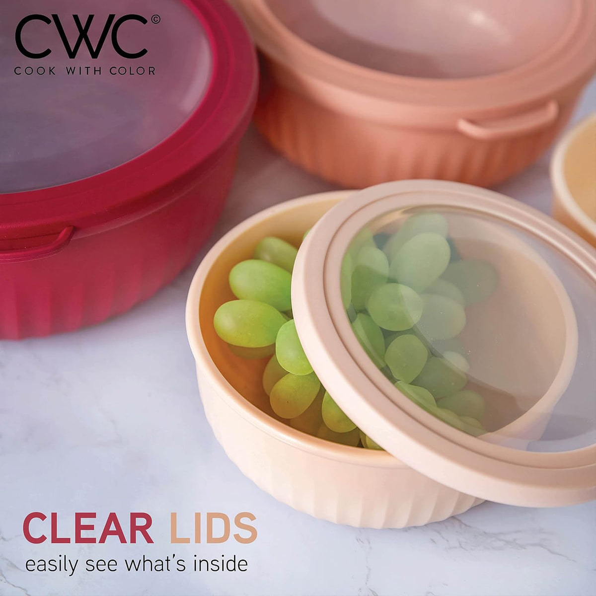 Prep Bowls with Lids- Wide and Deep Nesting Plastic Small Mixing Bowl Set with Lids, 8 Piece Set - Wide Bowls, Rose
