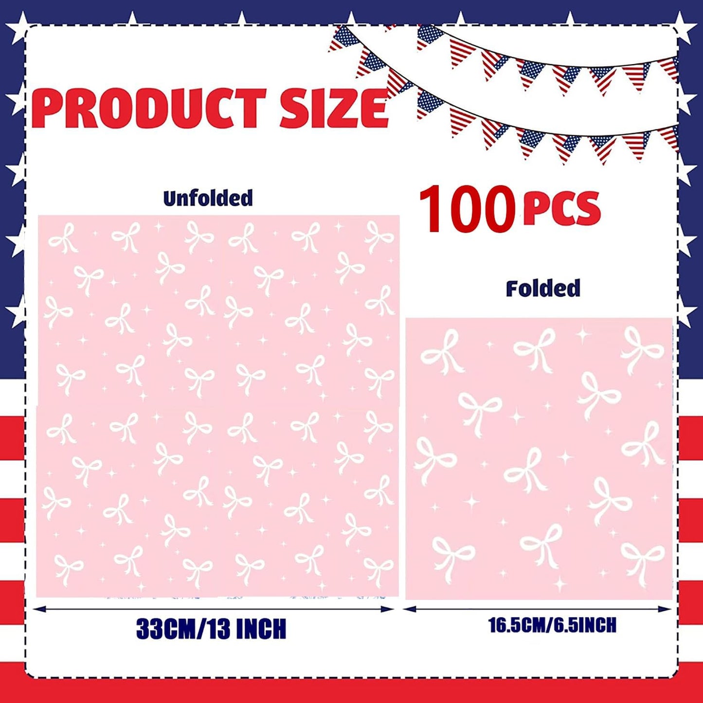 100Pcs Pink Bow Cocktail Napkins Conquette Birthday Decorations Napkins Pink Bow Dessert Napkins For Pink Bow Theme Bachelorette Bridal Baby Shower Bow Girl Birthday Party Decor (Pink)