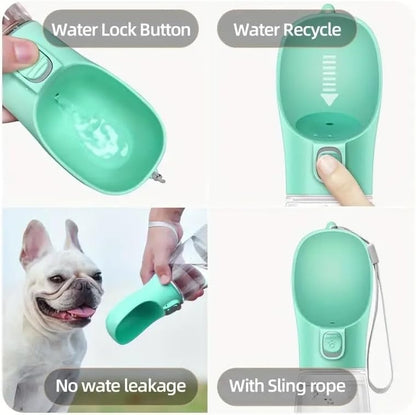 Leak-Proof Portable Dog Water Bottle with Built-in Bowl | Travel Pet Water Dispenser for Hiking, Walking & Outdoor Use | One-Hand Operation (Pink)