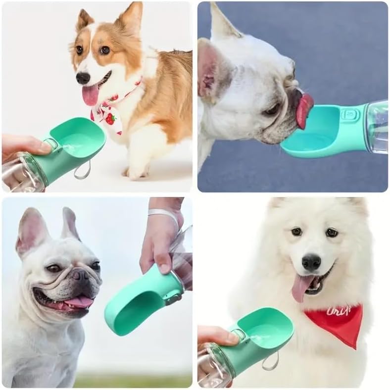 Leak-Proof Portable Dog Water Bottle with Built-in Bowl | Travel Pet Water Dispenser for Hiking, Walking & Outdoor Use | One-Hand Operation (Pink)