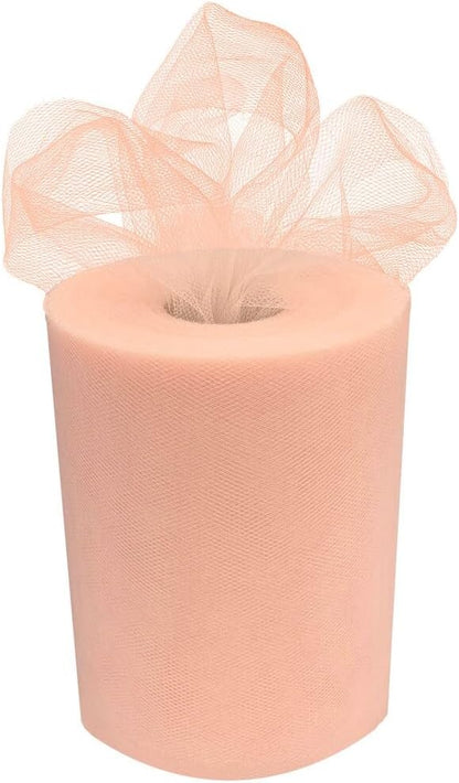 Peach Tulle Wedding Reception Decor - 6" x 100 Yards, Easter, Spring, Mother’s Day, Fabric Netting Ribbon, Gift Wrap, Garland, Streamers, Wedding Veil, Swag, Bows, Church, School, Wreaths, DIY