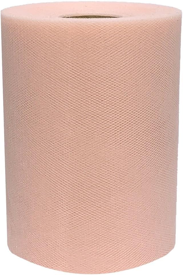 Peach Tulle Wedding Reception Decor - 6" x 100 Yards, Easter, Spring, Mother’s Day, Fabric Netting Ribbon, Gift Wrap, Garland, Streamers, Wedding Veil, Swag, Bows, Church, School, Wreaths, DIY