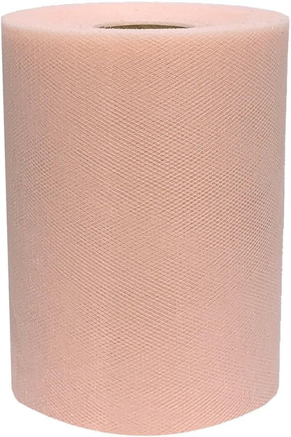Peach Tulle Wedding Reception Decor - 6" x 100 Yards, Easter, Spring, Mother’s Day, Fabric Netting Ribbon, Gift Wrap, Garland, Streamers, Wedding Veil, Swag, Bows, Church, School, Wreaths, DIY