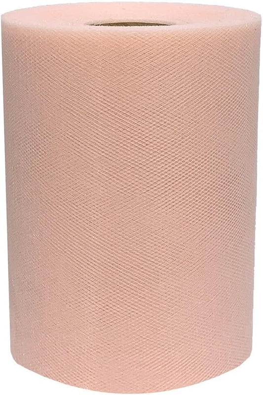 Peach Tulle Wedding Reception Decor - 6" x 100 Yards, Easter, Spring, Mother’s Day, Fabric Netting Ribbon, Gift Wrap, Garland, Streamers, Wedding Veil, Swag, Bows, Church, School, Wreaths, DIY