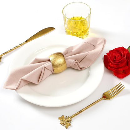 Linen Bidding Cloth Napkins 18x18 - Reusable Washable Fabric Dinner Napkins with Mitered Corners, Flax Cotton Blend, Long-Lasting Durability, Perfect for Everyday Use (Peach, Pack of 12)