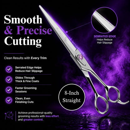 Kenchii Scorpion Dog Grooming Scissors, 8 Inch Straight Shears, Dog Scissors for Grooming, Professional Pet Grooming Scissors, Heavy Duty, Durable and Sharp