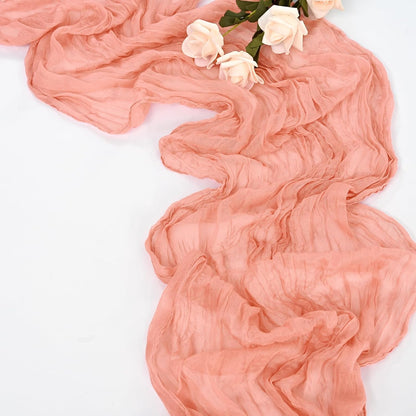 10 Pack Coral Table Runner 10Ft Cheesecloth Table Runner Boho Gauze Cheese Cloth Table Runners Romantic Long Sheer Fabric Table Runners for Wedding Party Bridal Shower