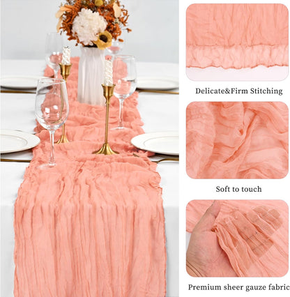 10 Pack Coral Table Runner 10Ft Cheesecloth Table Runner Boho Gauze Cheese Cloth Table Runners Romantic Long Sheer Fabric Table Runners for Wedding Party Bridal Shower