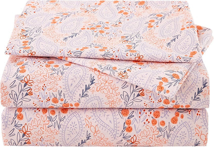 Pink Paisley Floral Printed Queen Sheet Set Extra Deep Pocket