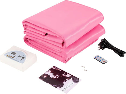 650W Far Infrared Sauna Blanket Sauna Bag Shaper Blanket Controller Professional Detox Beauty Machine Body Fitness Machine Slimming Weight Loss Spa Sauna Blanket Heater,Pink