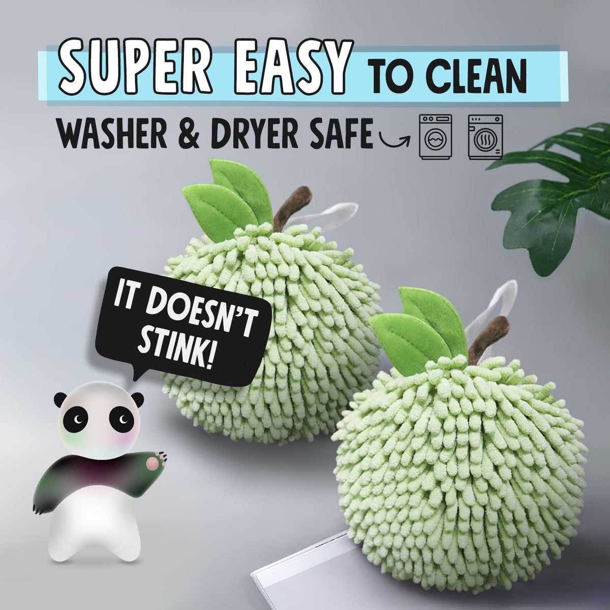 Fuzzy Ball Hand Towels (Set of 2) - Dry Your Hands Instantly and conveniently with This Creative Hand Towel Fruit Themed Decorative Towels for Bathroom (Pack of 2, Pink Peach)