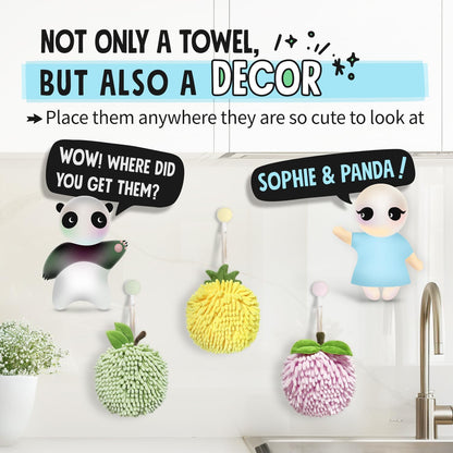 Fuzzy Ball Hand Towels (Set of 2) - Dry Your Hands Instantly and conveniently with This Creative Hand Towel Fruit Themed Decorative Towels for Bathroom (Pack of 2, Pink Peach)