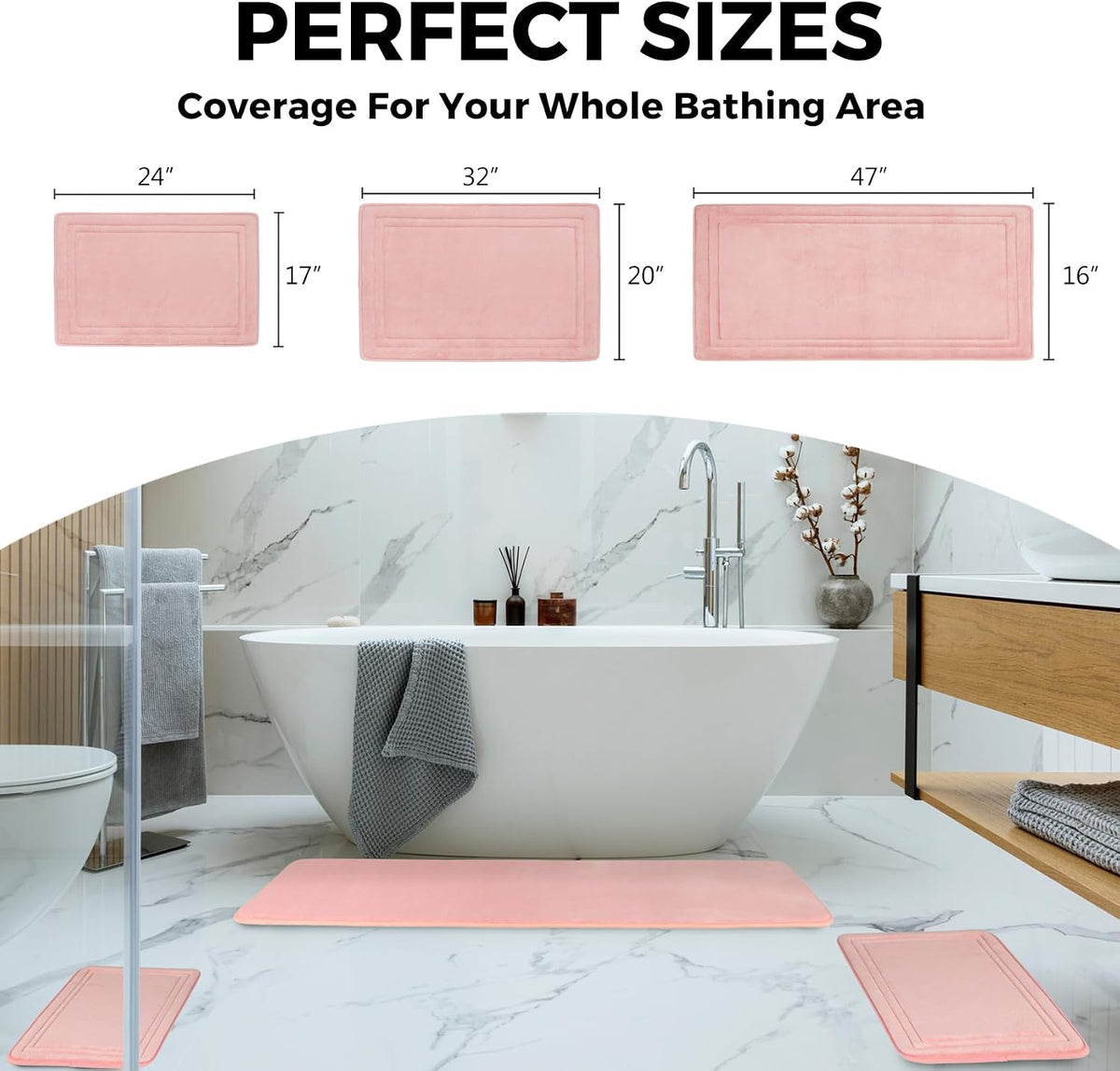 Light Pink Bathroom Runner Rugs Long Narrow Bath Mat Skinny Thin Bathmat