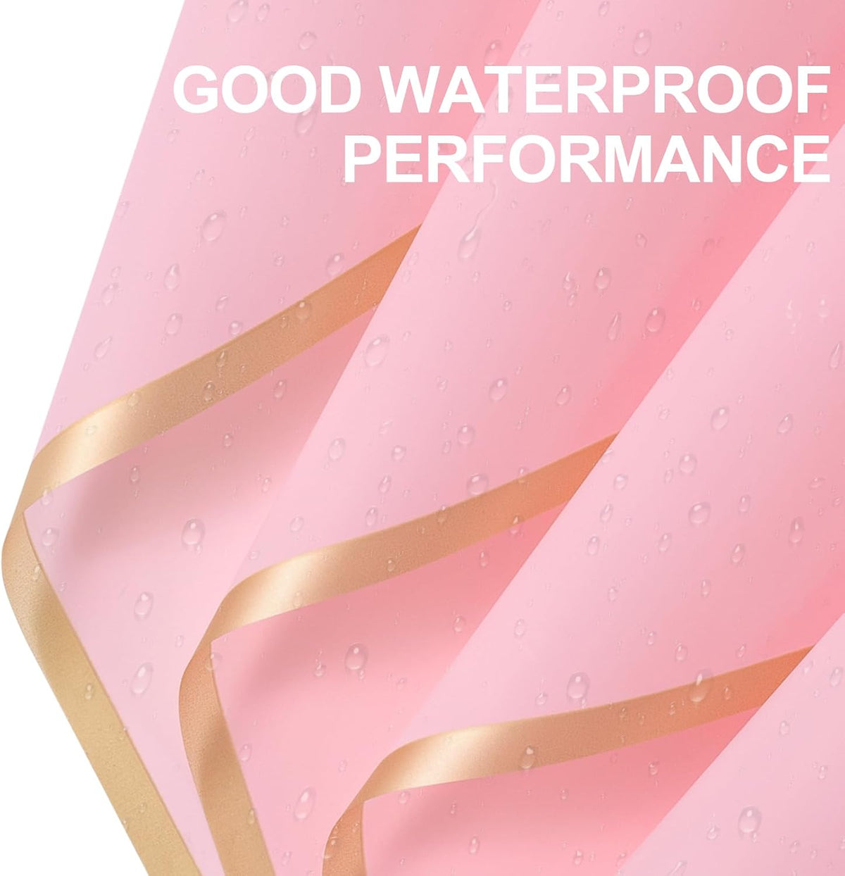 20 Sheets Flower Wrapping Paper - 22.4 x 22.4 inch Gold Trim Pink Water-Resistant Floral Bouquet Wrapping Paper, Florist Supplies Packaging Paper for Wedding Birthday Gift DIY