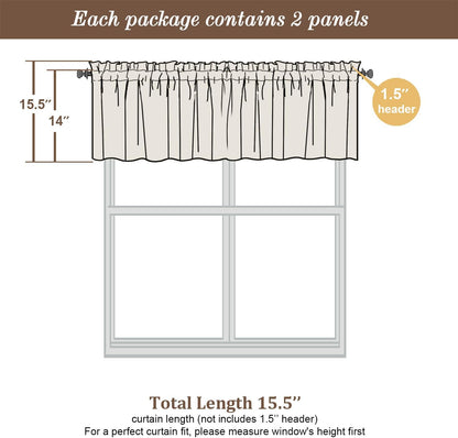Sheer Valances for Windows, Small Window Curtains for Living Room Bathroom Laundry Basement, Modern Dual Rod Pocket Voile Valance Curtain, 42W x 14L inches, 2 Pcs, Blush Pink