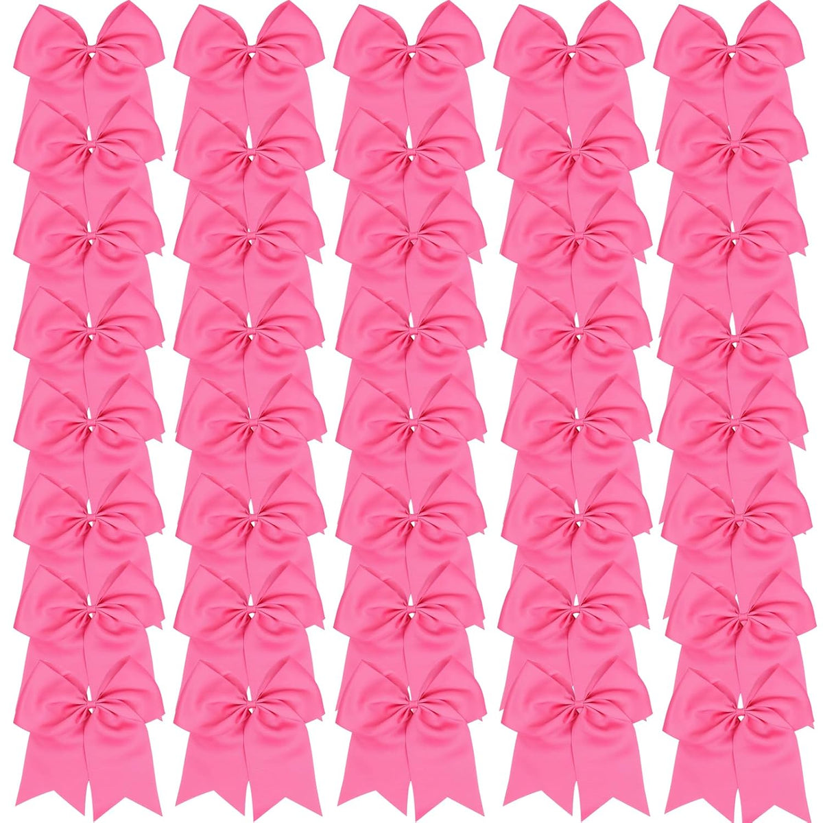 40 Pcs Large Cheer Hair Bows Grosgrain Ribbon Elastic Bands Handmade Ponytail Holder For Cheerleading Girls School College Sports Valentine's Day (Pink)