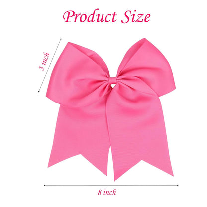 40 Pcs Large Cheer Hair Bows Grosgrain Ribbon Elastic Bands Handmade Ponytail Holder For Cheerleading Girls School College Sports Valentine's Day (Pink)