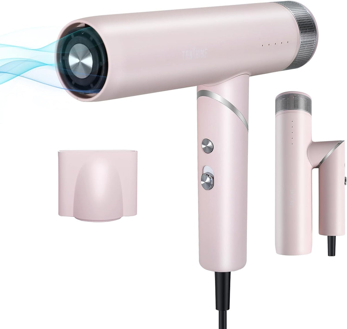 Foldable Hair Dryer, 110K RPM High-Speed Ionic Blow Dryer, Pink